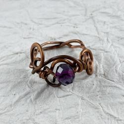 Copper and purple crystal ring by Vicki Davis