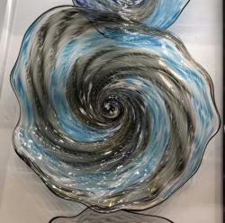 Large Dichromatic Turquoise and Charcoal  Spinner by Aaron Tate