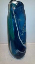 Blue, Green & White Large Vase by Aaron Tate