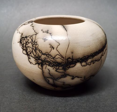 Small Round Horsehair Pot by Silas Bradley