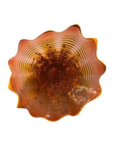 Orange Blown Glass Bowl With Orange Lip by Ron and Chris Marrs