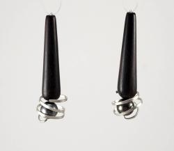 Ebony and Black Pearl Earrings by Fred Tate