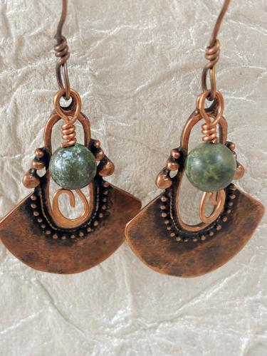 Copper fan earrings by Vicki%20Davis