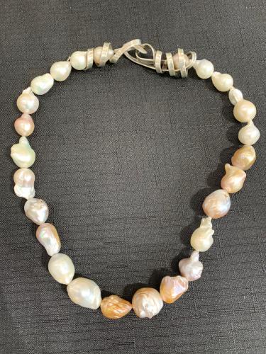 Baroque Pearl and Sterling Necklace by Fred Tate