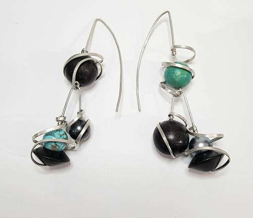 Turquoise Double Drop Earrings by Fred Tate