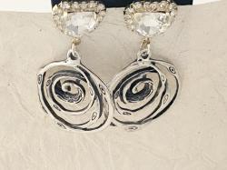Crystal Heart Rose Earrings by Vicki Davis