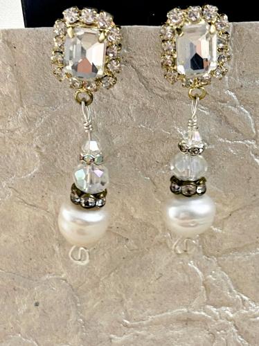 Pearl & Crystal earrings by Vicki Davis