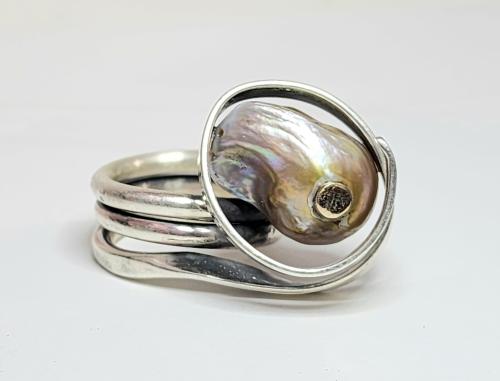 Baroque Pearl Ring Size 7.5 by Fred Tate