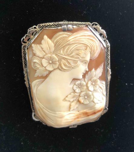 14K  white gold Lg Shell Cameo  2140BCO by Mary Saltarelli